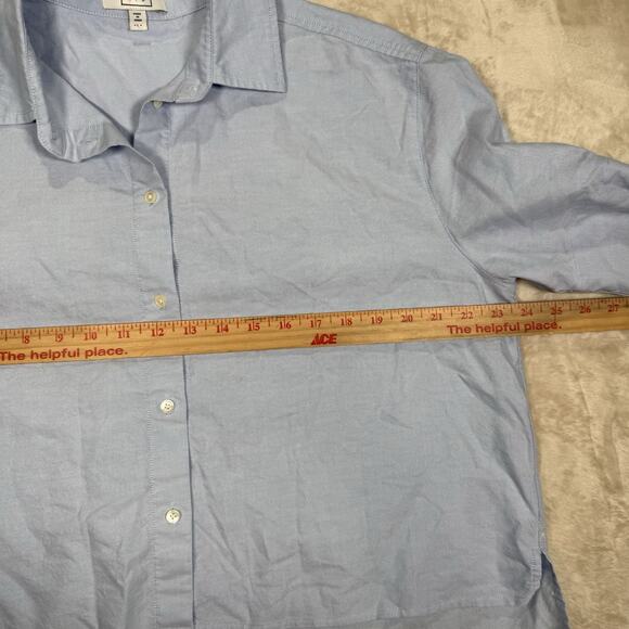AYR Women's The Book Club Cropped Button Down Top Oxford Blue Womens Size L - Picture 6 of 7